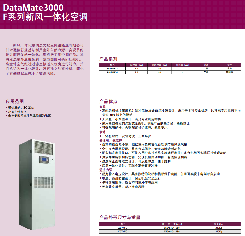 DataMate3000F系列新风一体化机房专用空调
